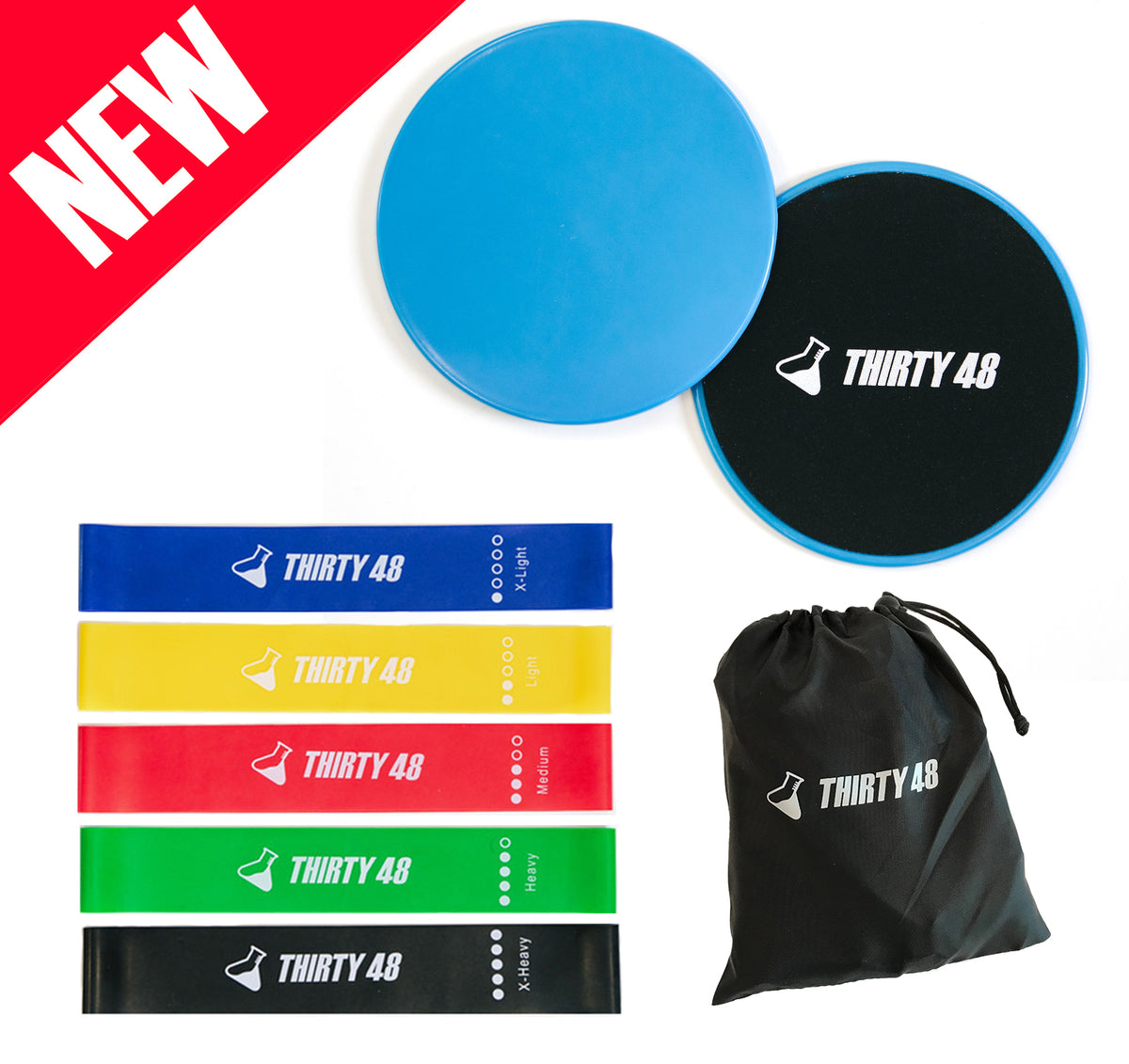 Gliding Discs Core Sliders + Exercise Resistance Bands